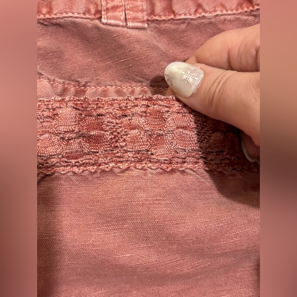 Sundance Women’s 10 Linen Cotton Blend Pants Lace Trim Dusty Pink Boho Casual - Picture 13 of 15